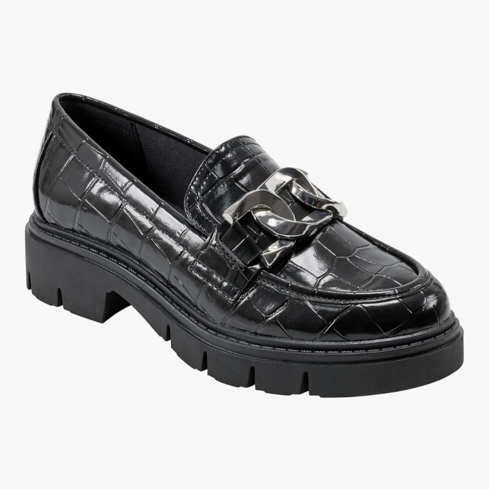 Marc Fisher Women's Shoes Corel Loafer Black Chain Slip On Classic Size 10M